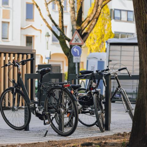 Fahrradbügel und Reparaturstation am Münsterplatz