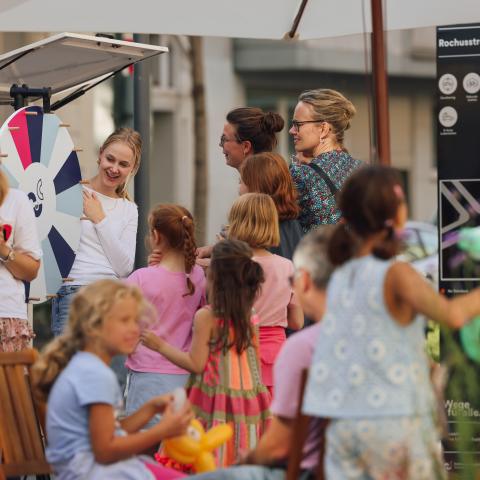 Glücksrad an der Eröffnung der Mobilitätsstation Rochusstrasse