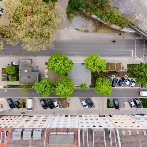 Luftbild der Mobilitätsstation Bachplätzchen