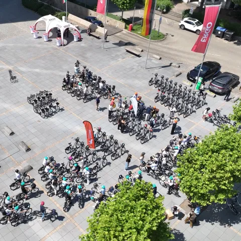 Start der Düsselbikes am ERGO-Platz