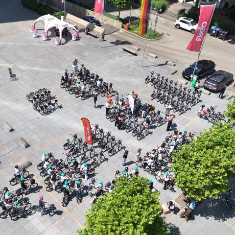 Start der Düsselbikes am ERGO-Platz